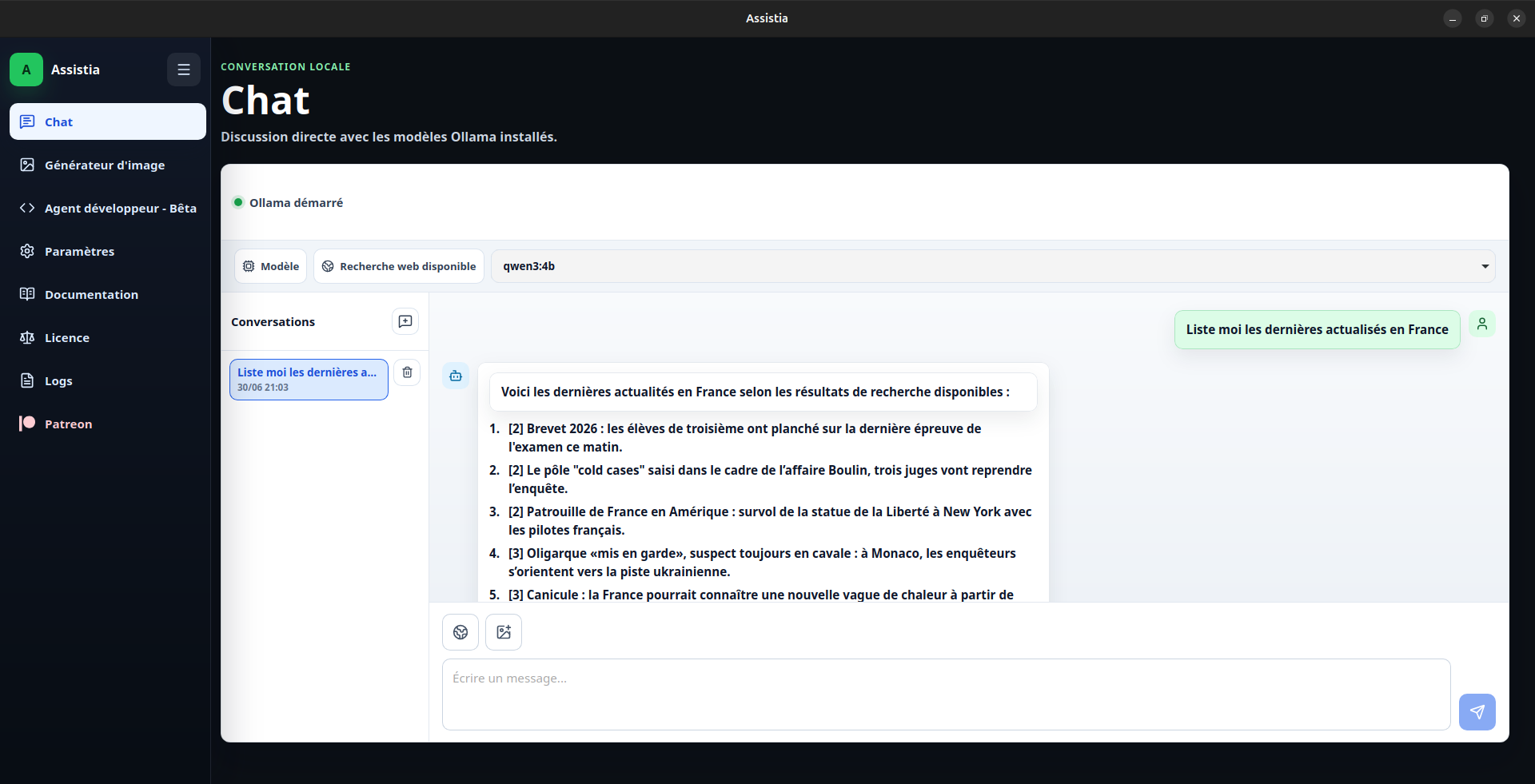 Recherche d'actualités dans Assistia